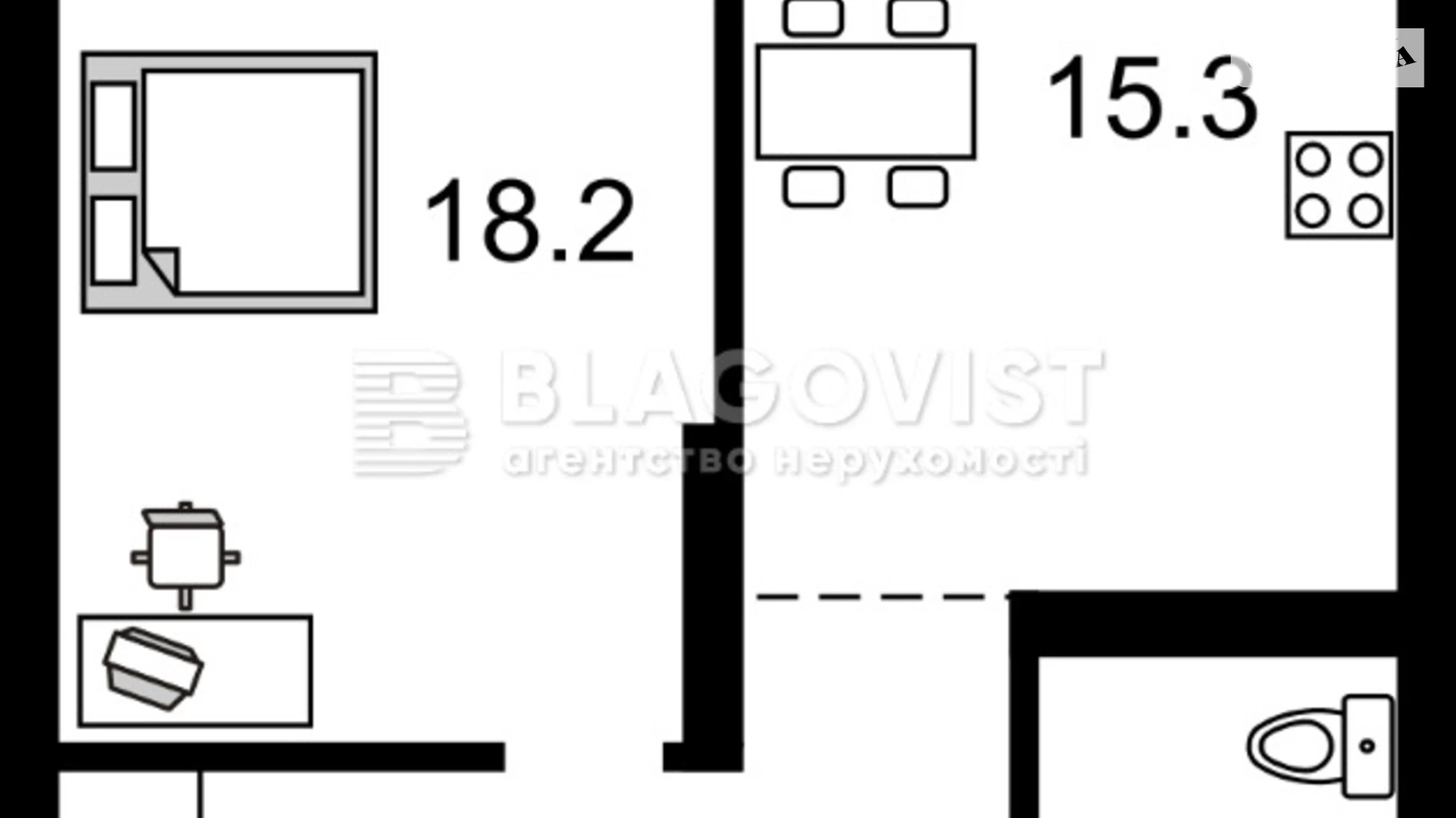 Продается 1-комнатная квартира 46.1 кв. м в Киеве, ул. Каменская, 128