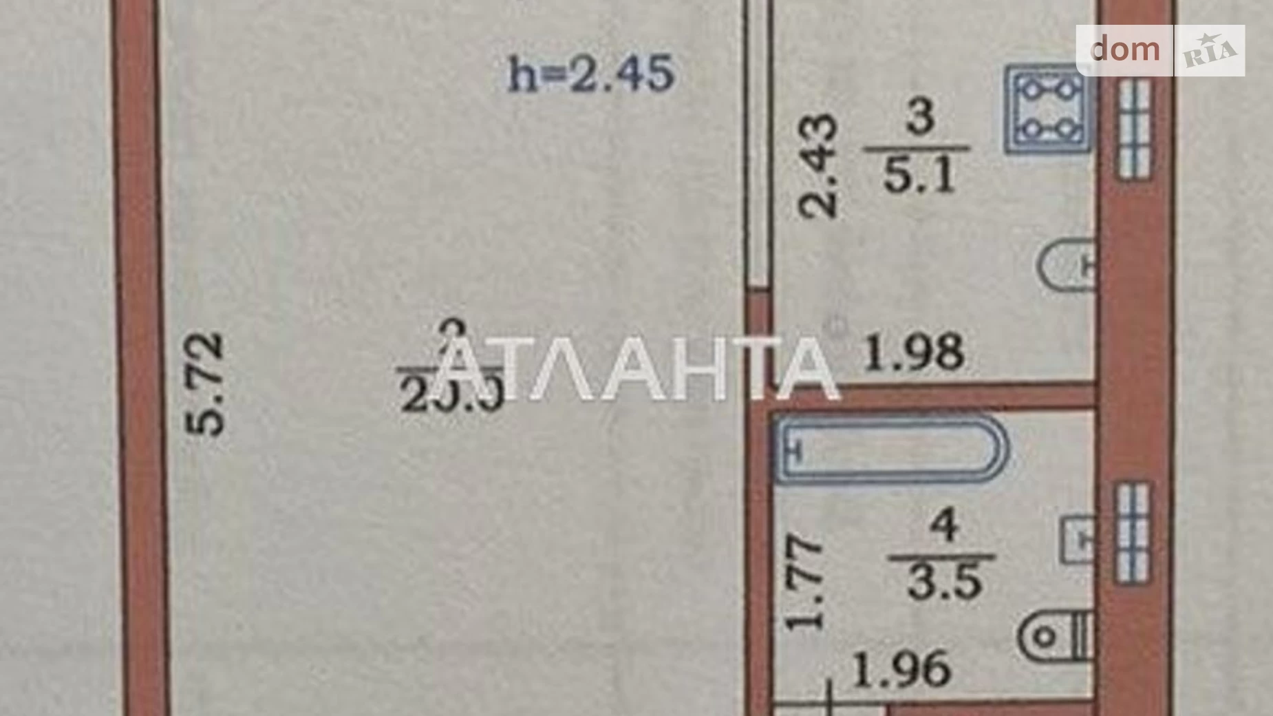 Продається 1-кімнатна квартира 30.7 кв. м у Чорноморську, вул. Данченка