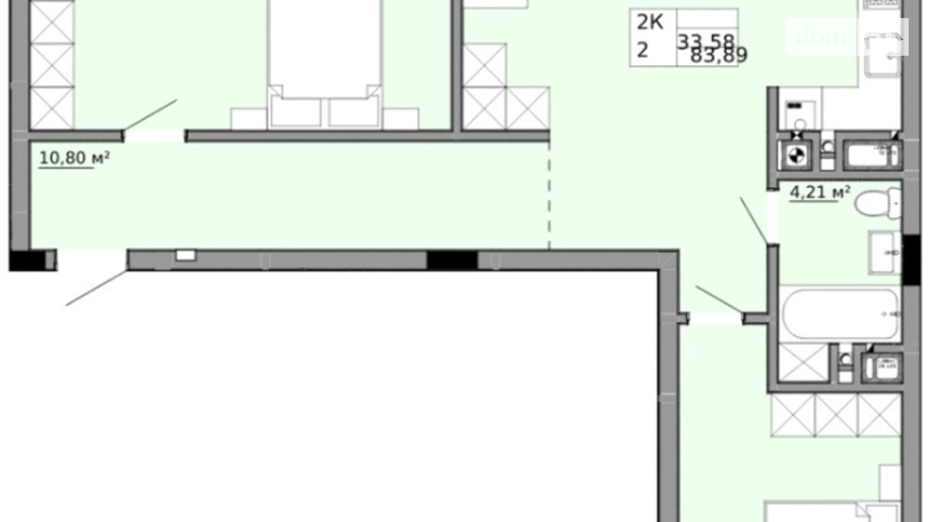 Продается 2-комнатная квартира 83 кв. м в Львове, ул. Орлика, 1