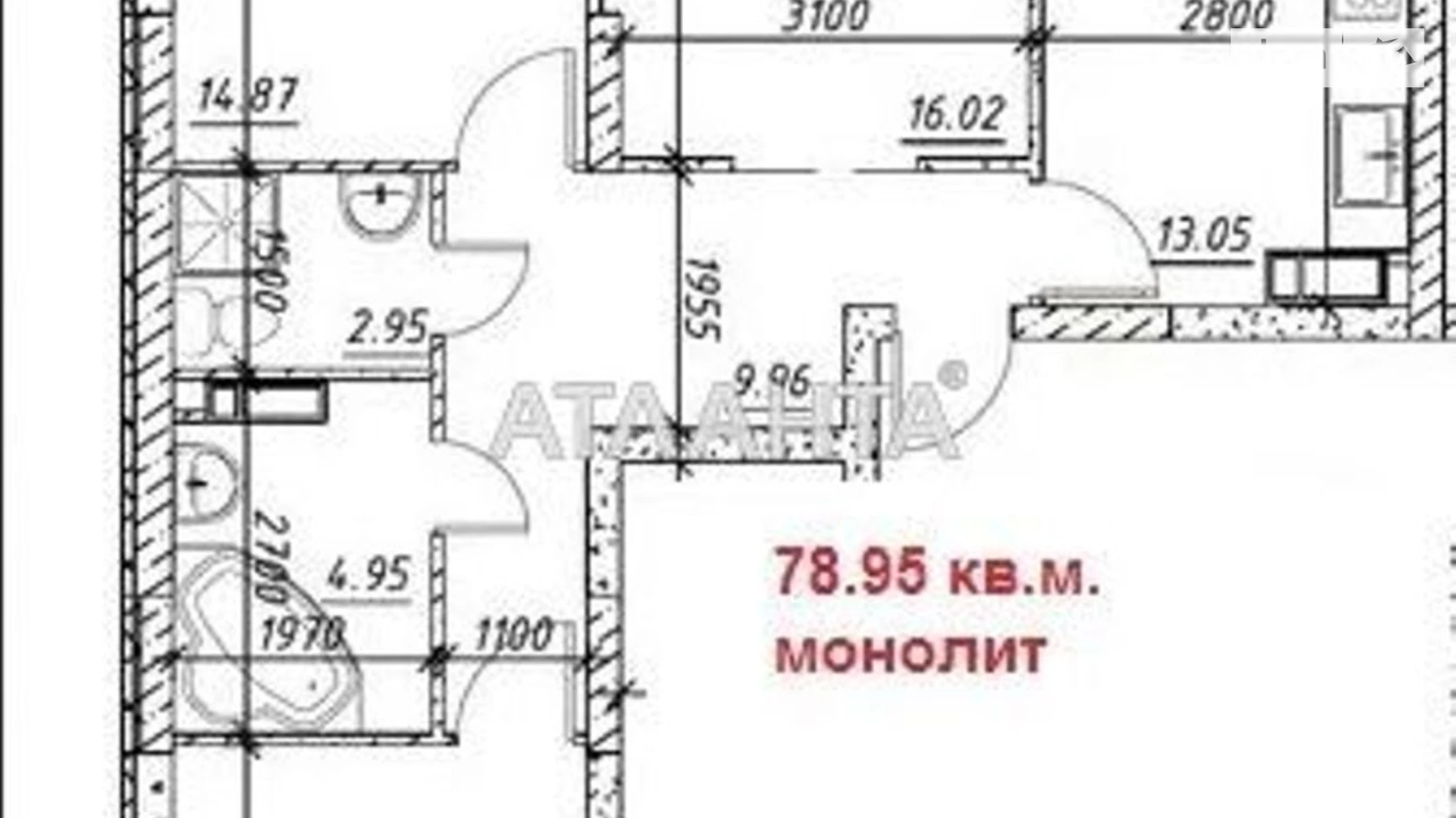 Продається 3-кімнатна квартира 78.95 кв. м у Києві, пров. Балтійський, 1А