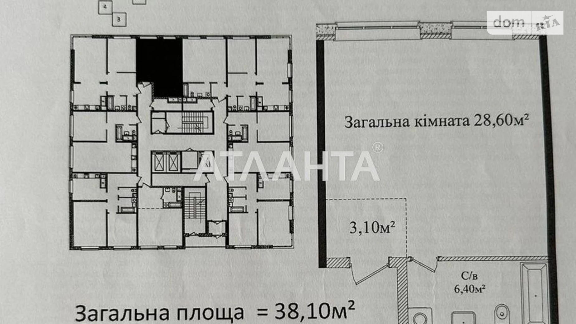 Продається 1-кімнатна квартира 38.1 кв. м у Одесі, плато Гагарінське