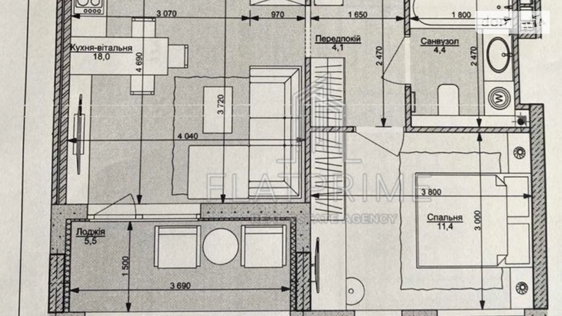 Продается 1-комнатная квартира 43.4 кв. м в Киеве, ул. Салютная, 2Б