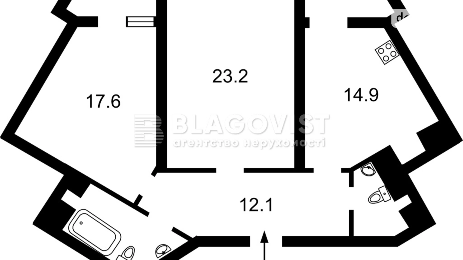 Продается 2-комнатная квартира 81 кв. м в Киеве, ул. Срибнокильская, 1