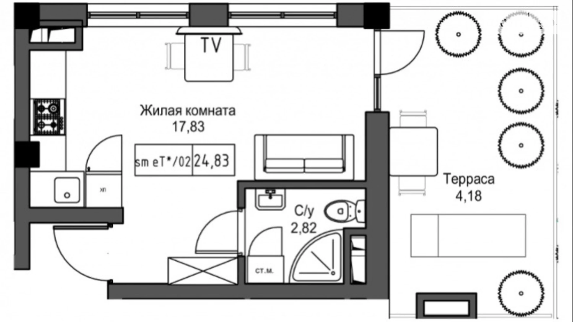 Продается 1-комнатная квартира 25 кв. м в Одессе, ул. Спрейса - фото 4