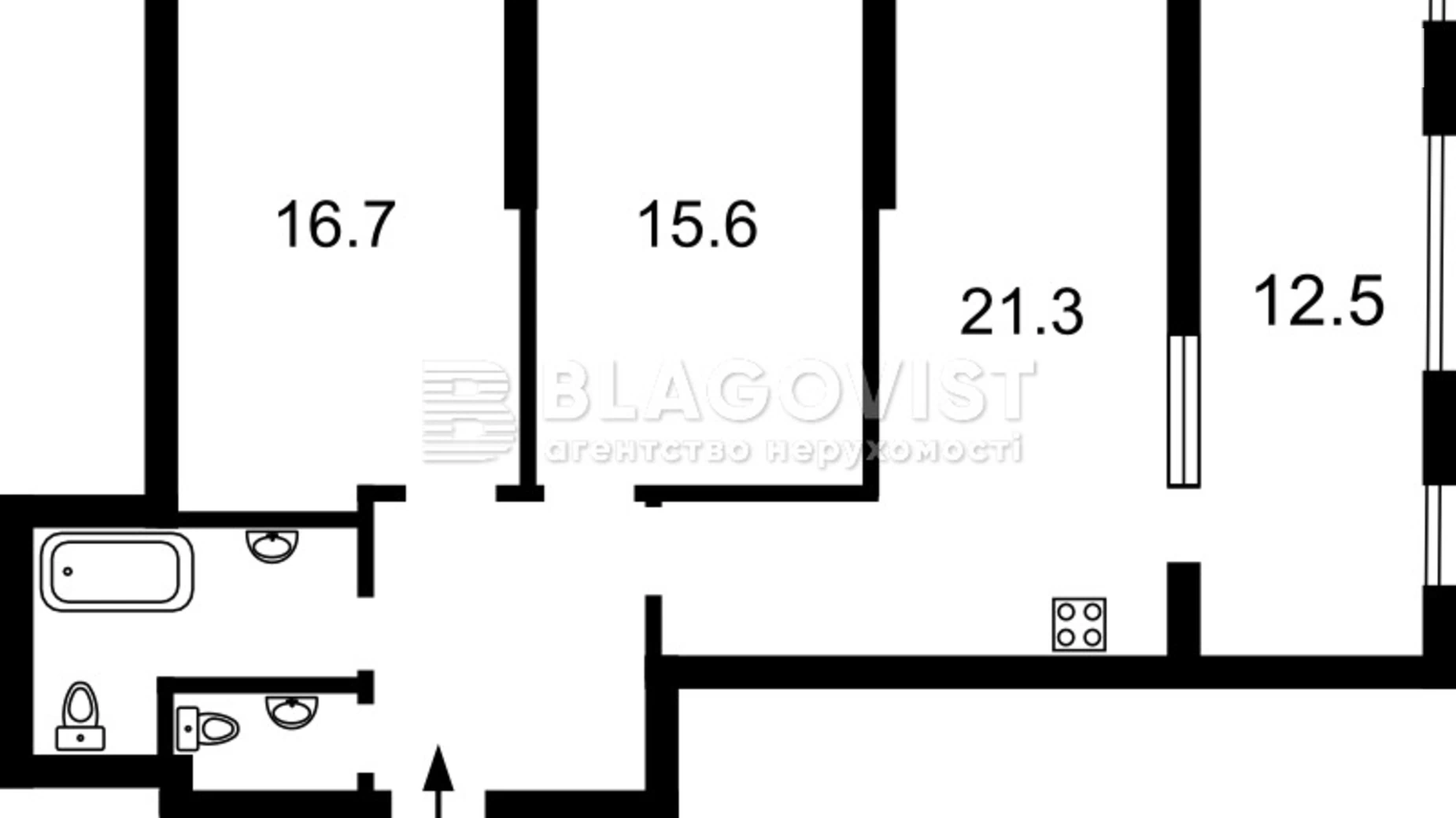 Продается 2-комнатная квартира 72 кв. м в Киеве, ул. Бульварно-Кудрявская, 17