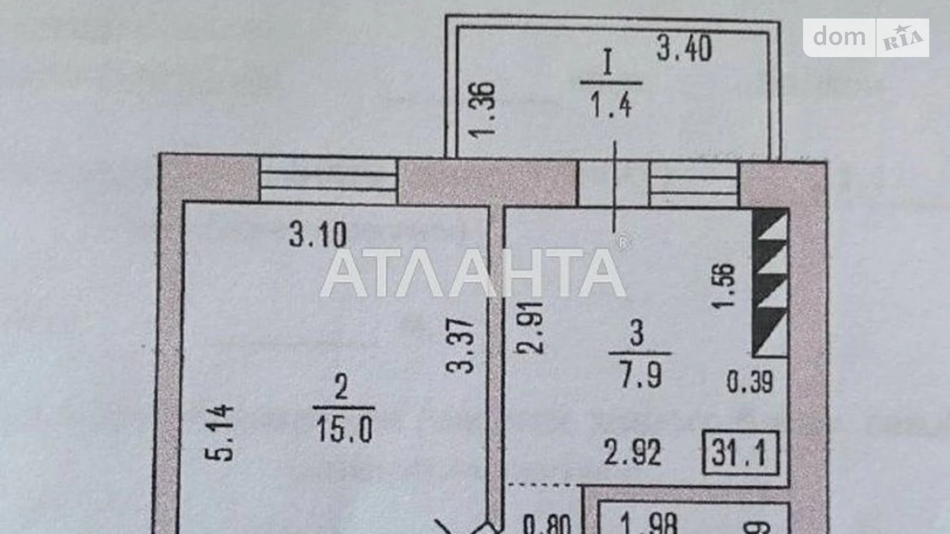 Продається 1-кімнатна квартира 31.1 кв. м у Одесі, вул. Трамвайна, 25