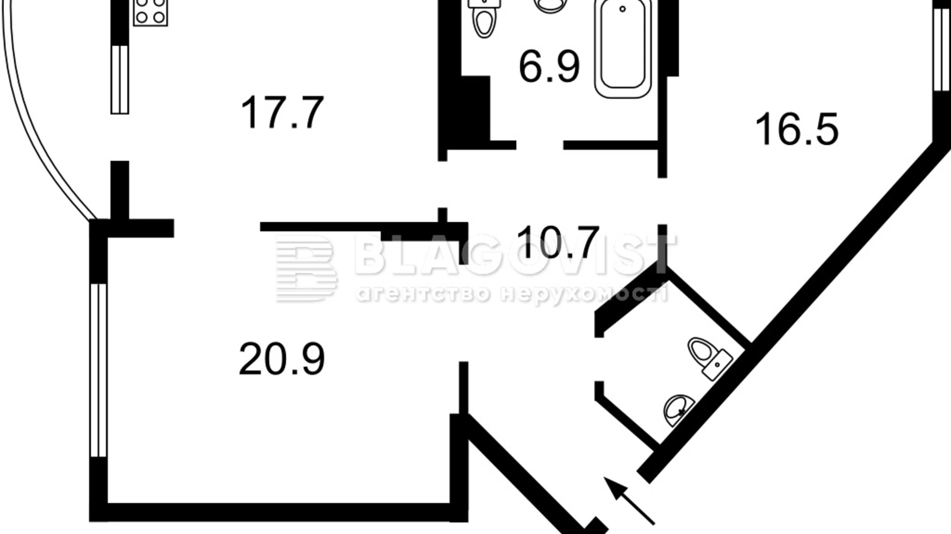 Продается 2-комнатная квартира 78 кв. м в Киеве, ул. Вячеслава Черновола, 29А