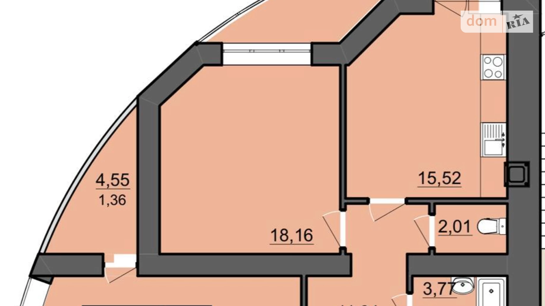 Продается 2-комнатная квартира 82 кв. м в Ровно