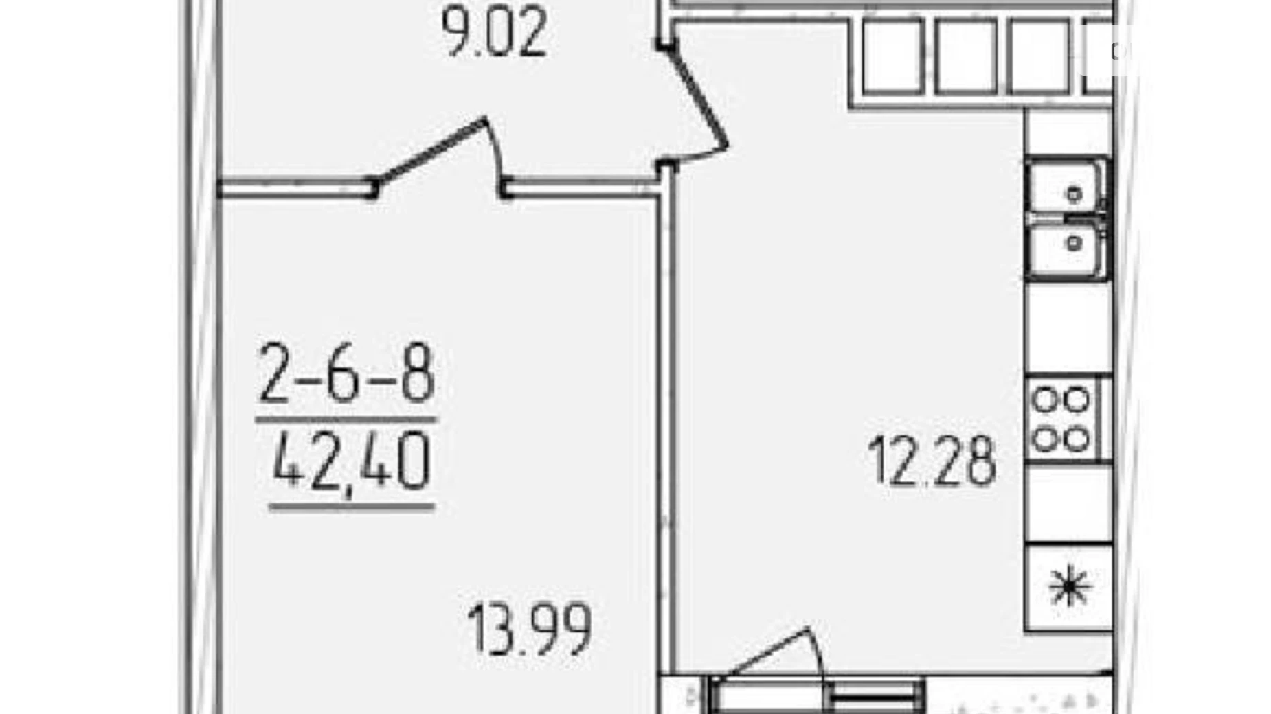 Продається 1-кімнатна квартира 42.4 кв. м у Одесі, вул. Краснова