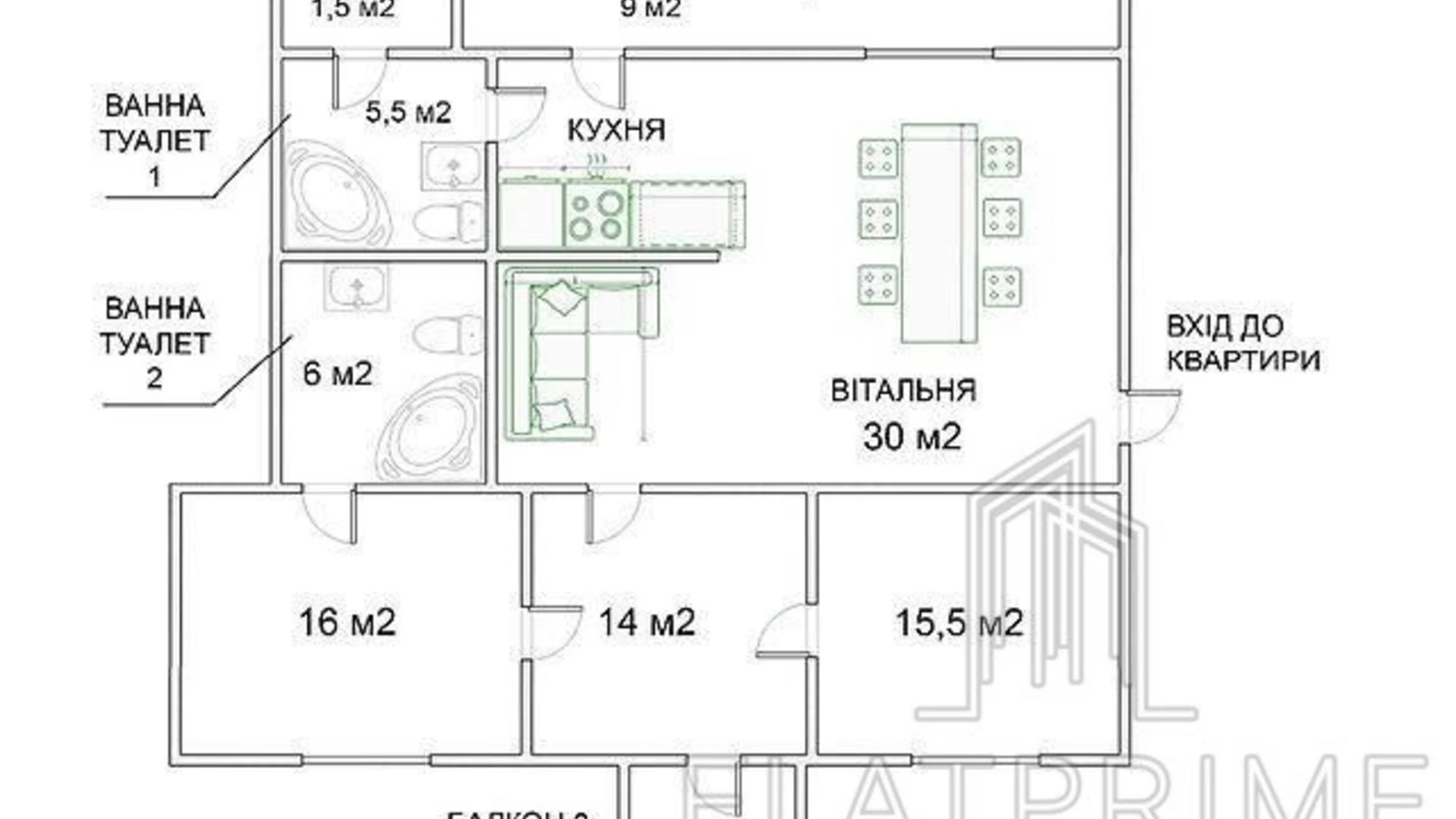 Продается 3-комнатная квартира 97 кв. м в Киеве, ул. Дарвина, 7