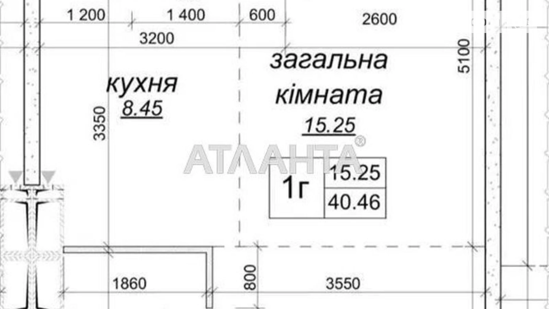 Продається 1-кімнатна квартира 40.46 кв. м у Києві, вул. Приміська