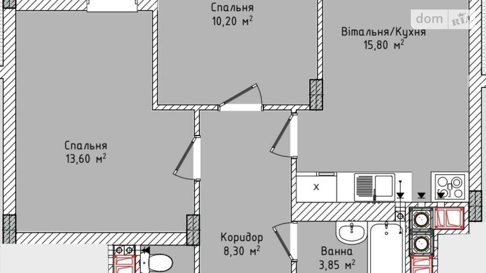 Продается 1-комнатная квартира 44.65 кв. м в Солонке, ул. Ивана Рубчака