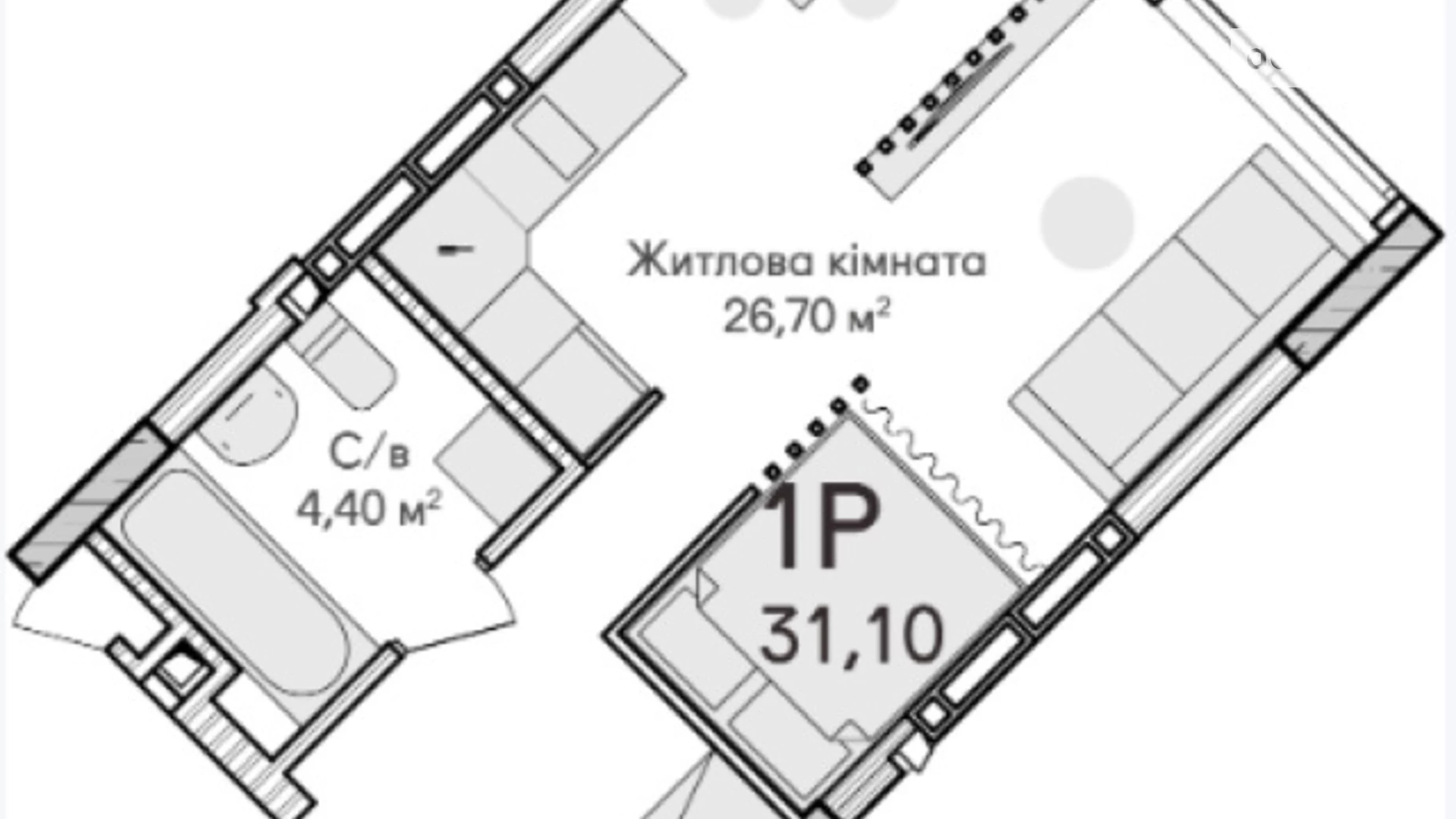 Продается 1-комнатная квартира 22.37 кв. м в Ирпене, ул. Достоевского, 1 - фото 2