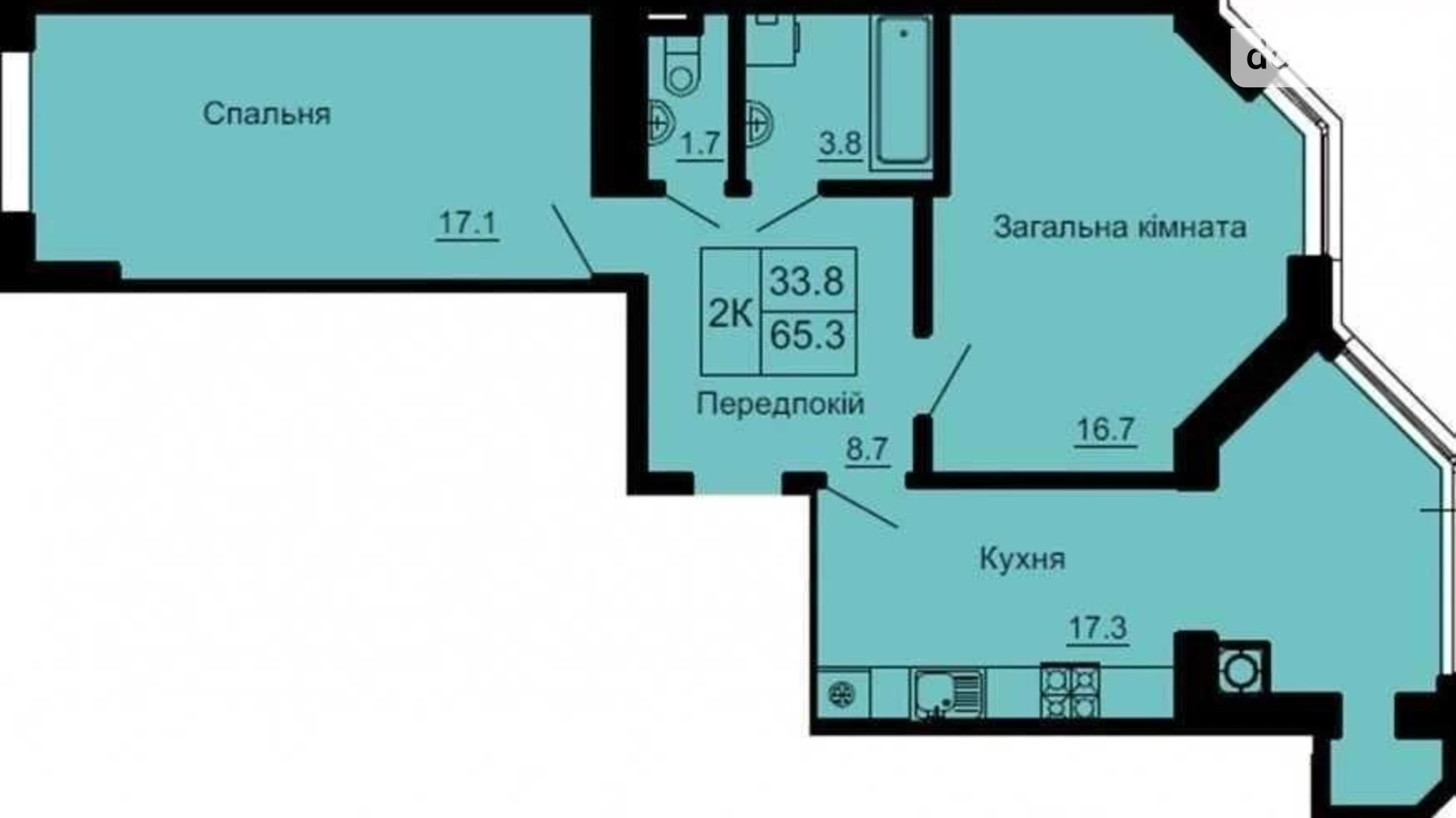 Продается 2-комнатная квартира 66.7 кв. м в Софиевской Борщаговке, ул. Яблоневая, 15