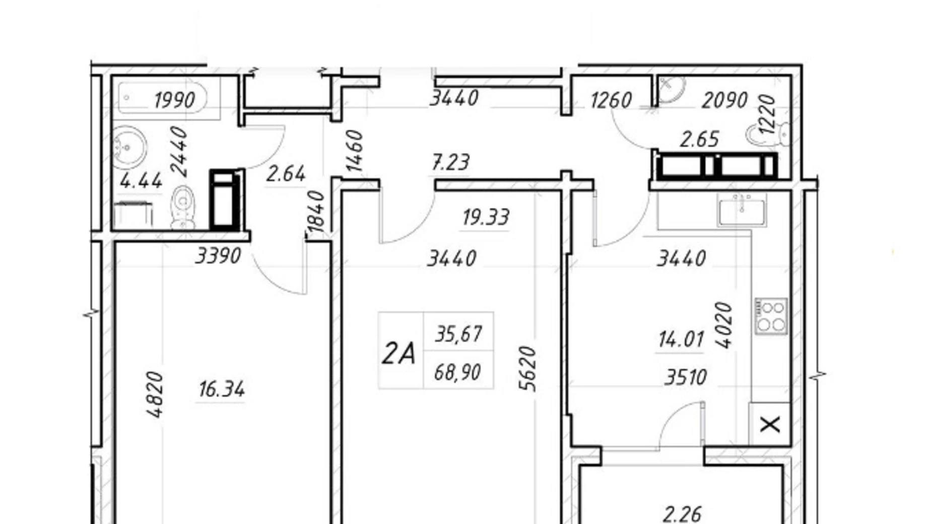 Продается 2-комнатная квартира 68.9 кв. м в Киеве, ул. Коноплянская, 22