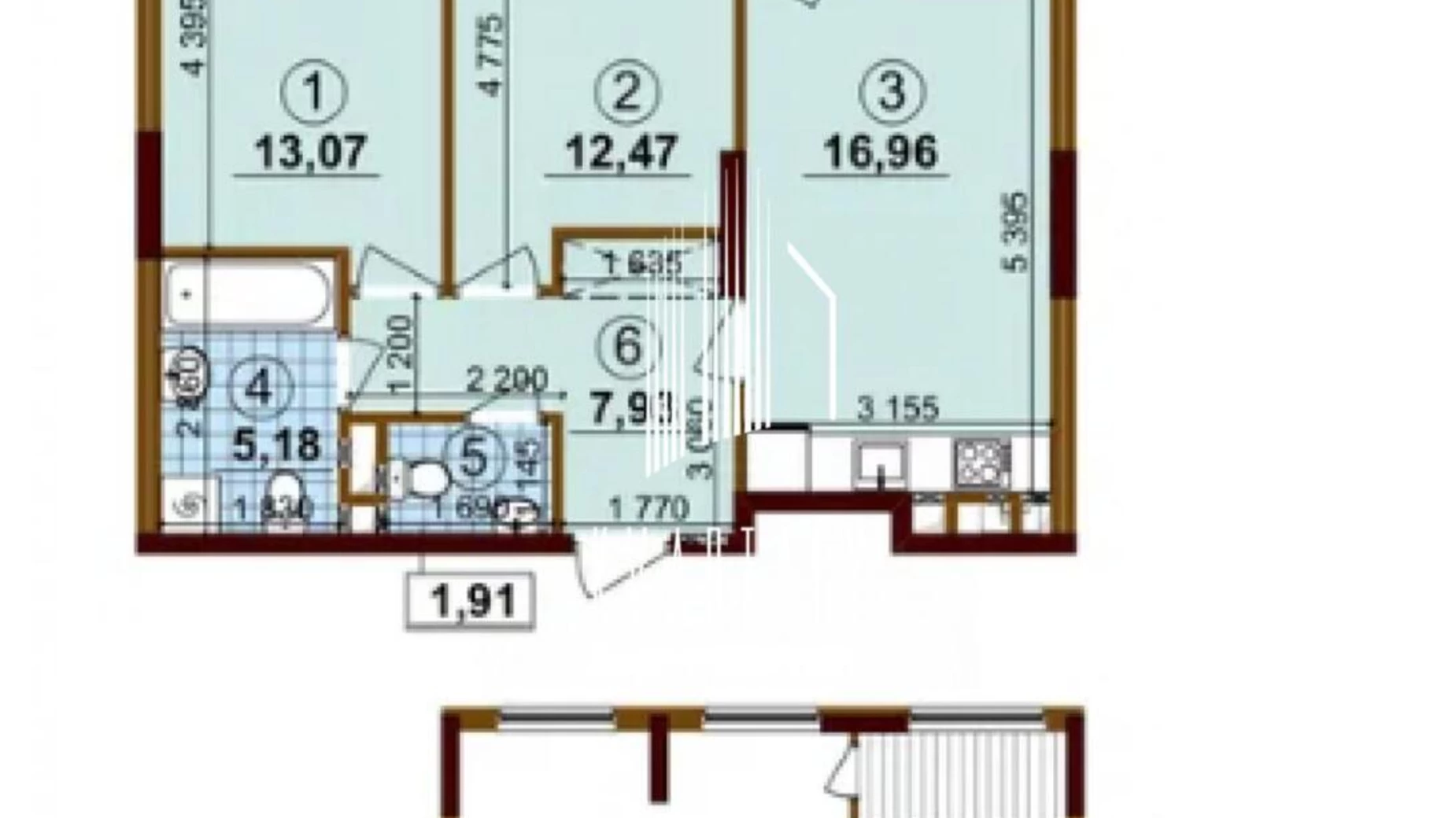 Продается 2-комнатная квартира 62 кв. м в Киеве, просп. Правды, 53/46