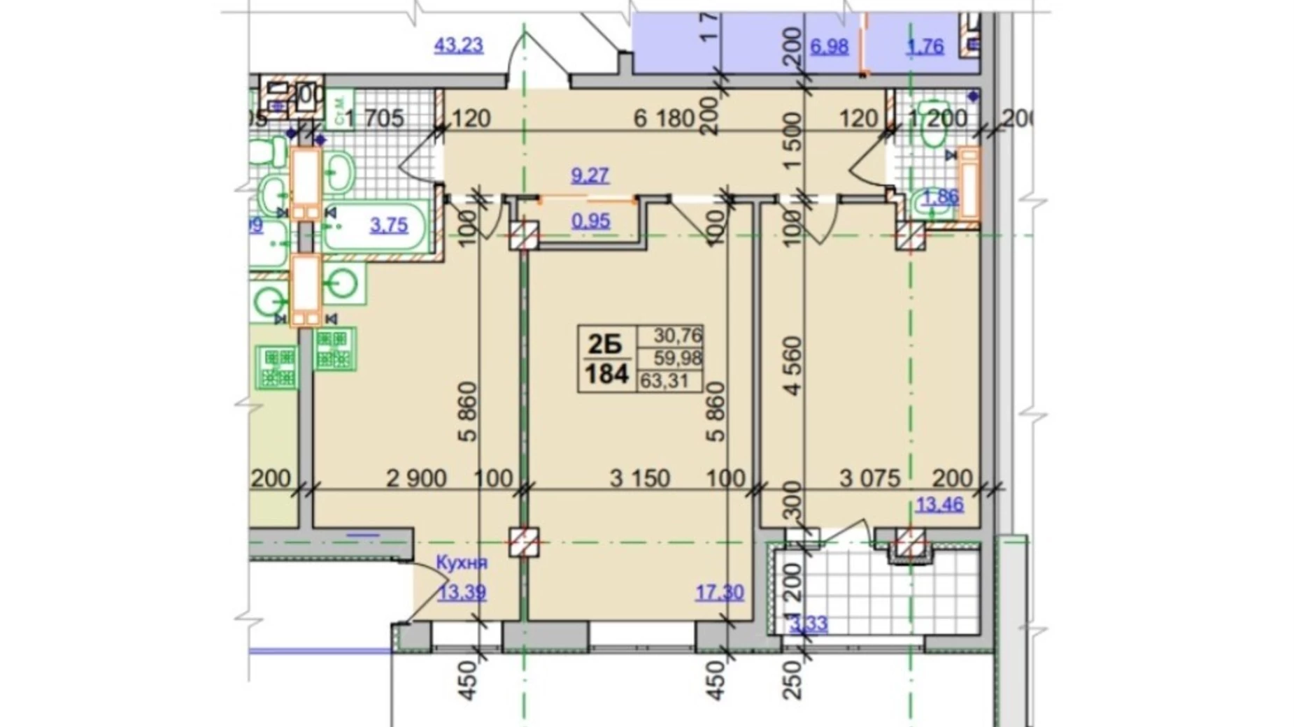 Продається 2-кімнатна квартира 63.3 кв. м у Харкові, вул. Оренбурзька, 9