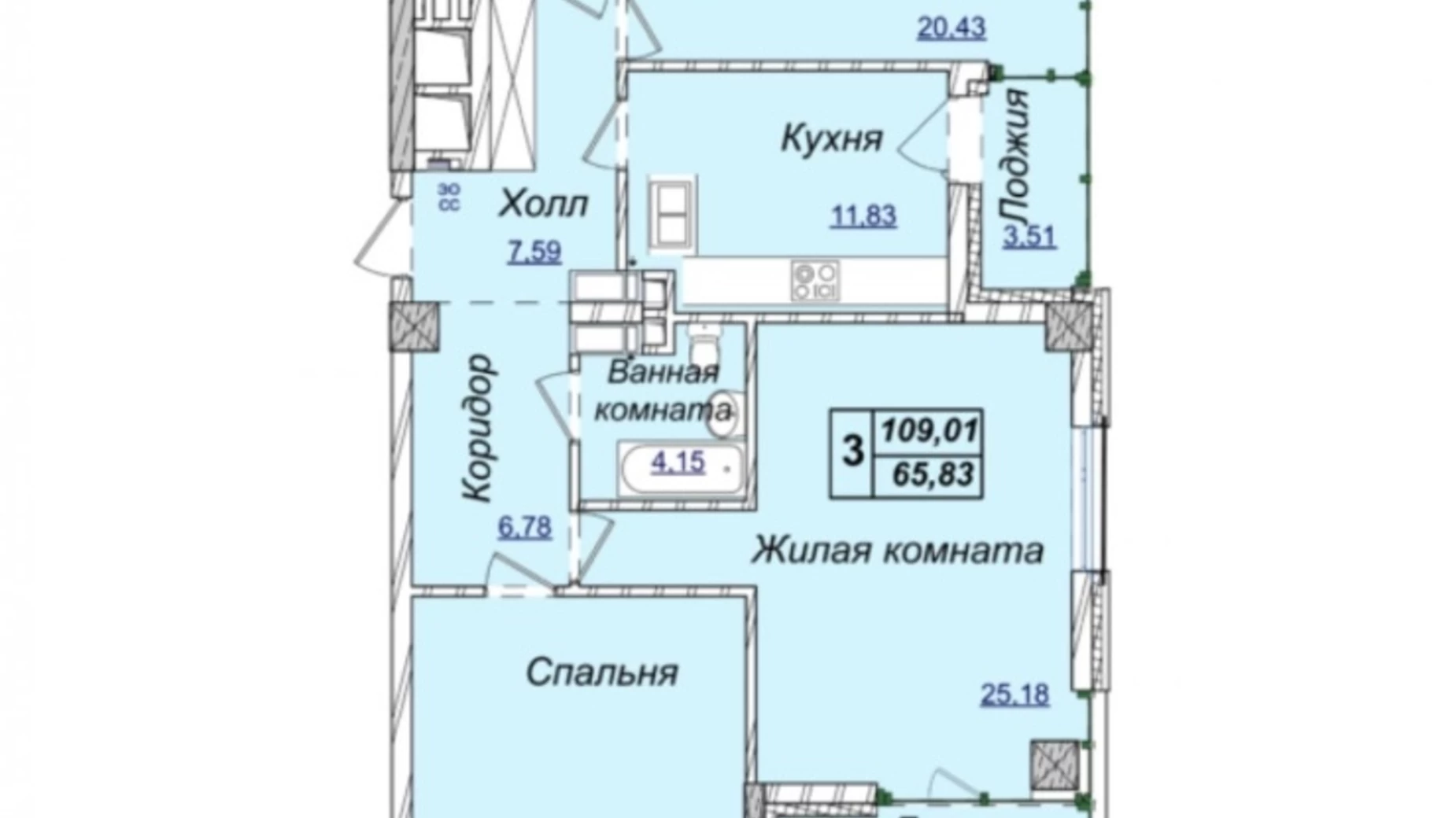 Продается 3-комнатная квартира 109 кв. м в Киеве, ул. Андрея Верхогляда(Драгомирова), 19Б - фото 2