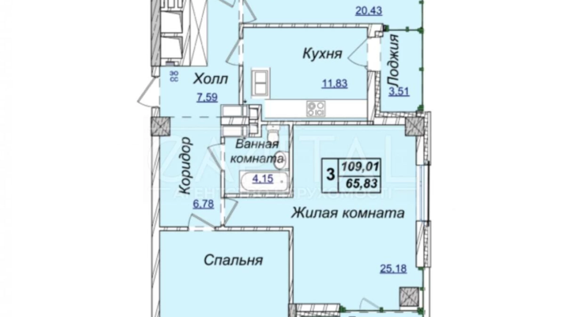 Продается 3-комнатная квартира 109 кв. м в Киеве, ул. Андрея Верхогляда(Драгомирова), 19Б - фото 3