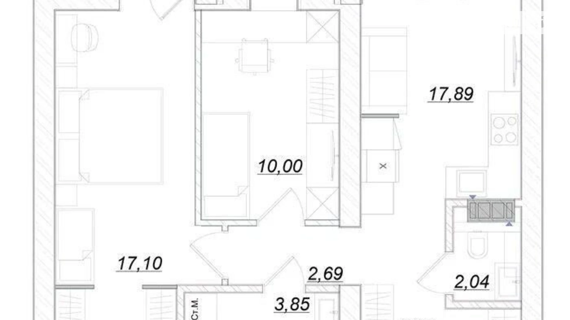 Продается 2-комнатная квартира 65 кв. м в Броварах, ул. Киевская, 10