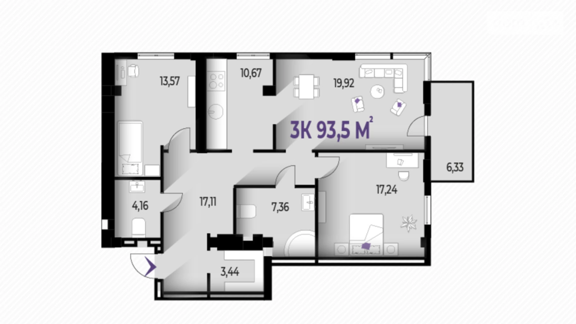 Продается 3-комнатная квартира 93.4 кв. м в Ивано-Франковске, ул. Ленкавского