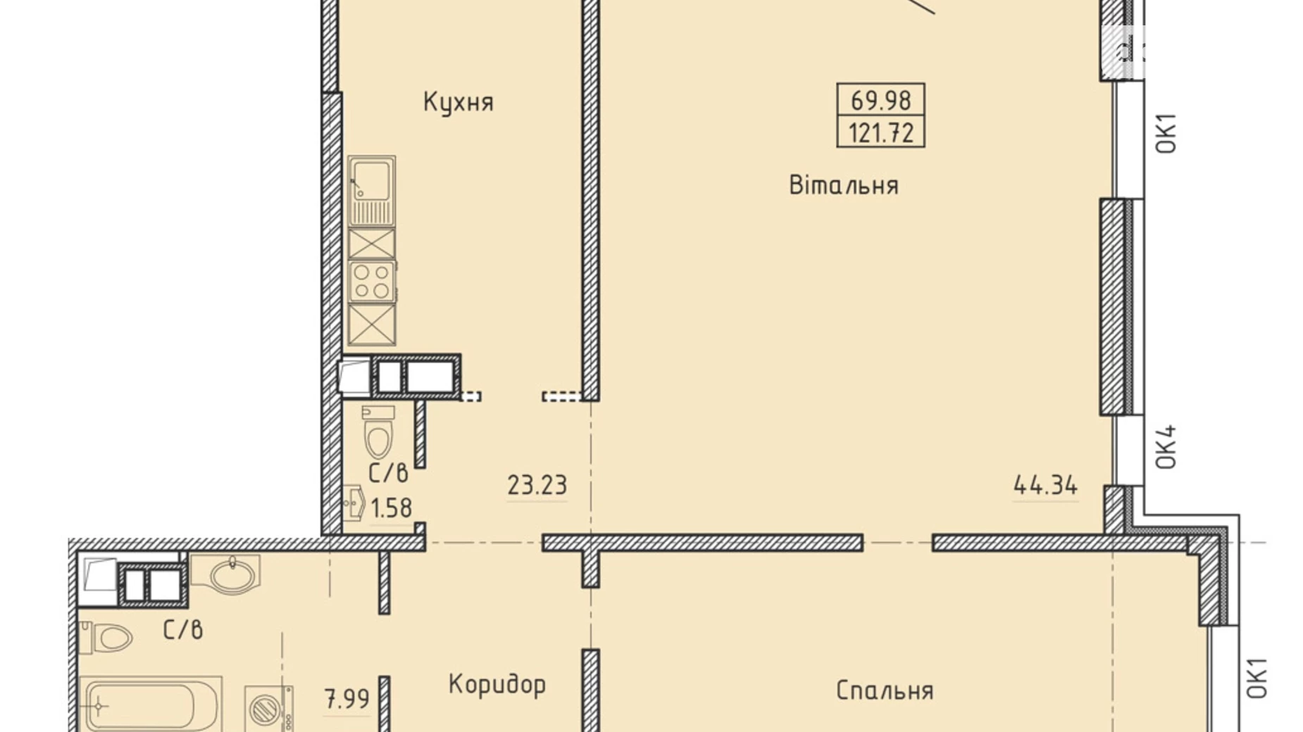 Продається 2-кімнатна квартира 122 кв. м у Одесі, просп. Шевченка, 1