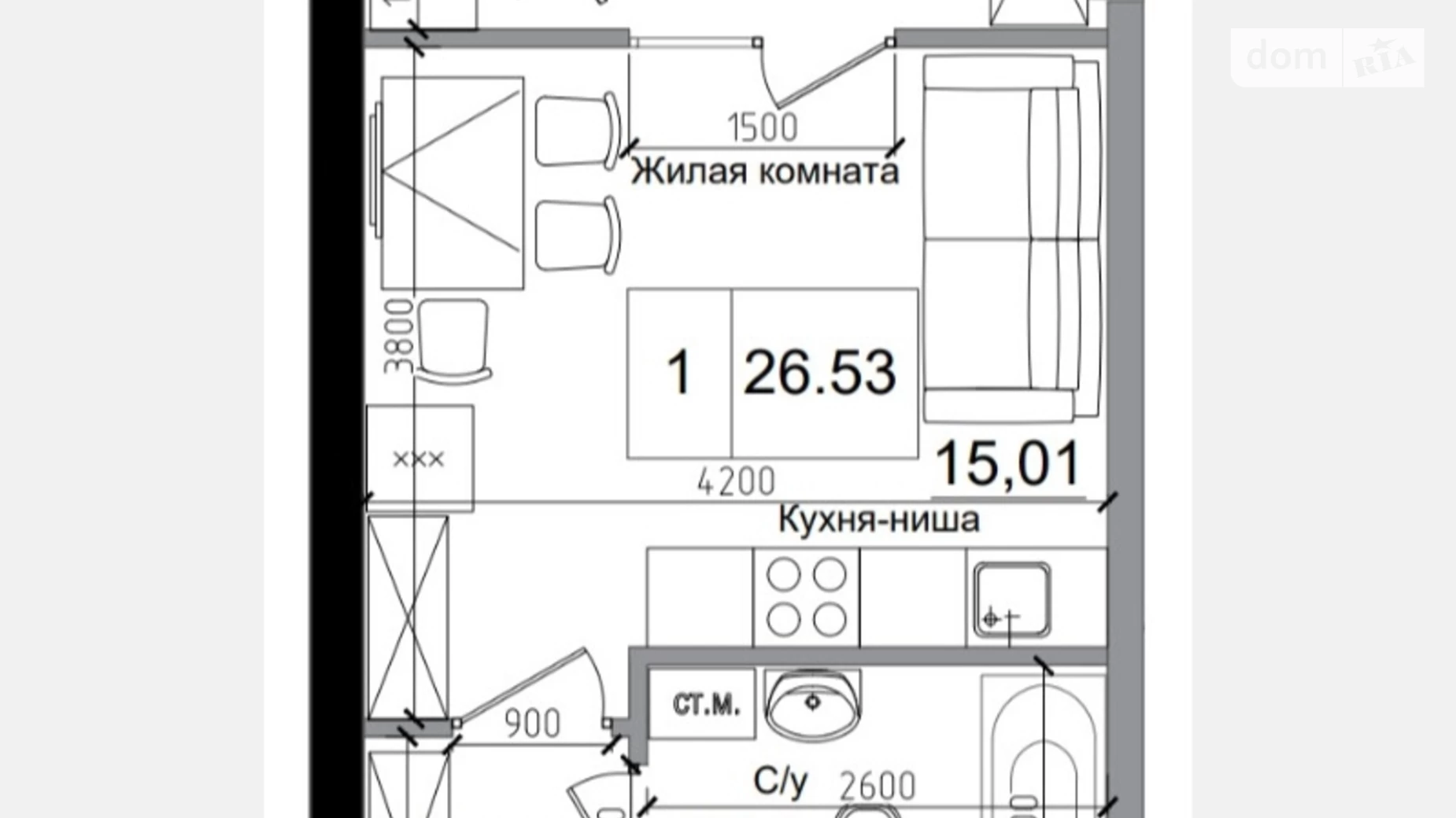 Продається 1-кімнатна квартира 27 кв. м у Одесі, вул. Спрейса