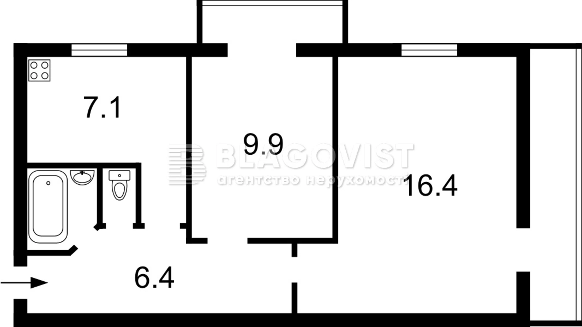 Продается 2-комнатная квартира 48 кв. м в Киеве, ул. Юрия Кондратюка, 2