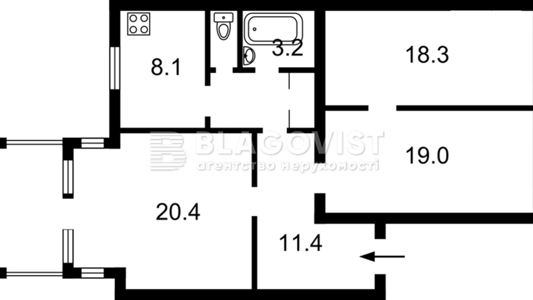 Продается 3-комнатная квартира 90 кв. м в Киеве, ул. Банковая, 3