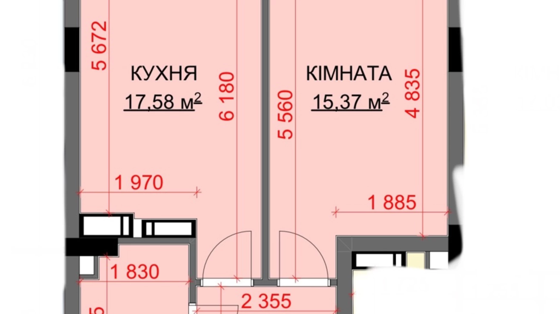 Продається 1-кімнатна квартира 45 кв. м у Бучі, вул. Островського, 34