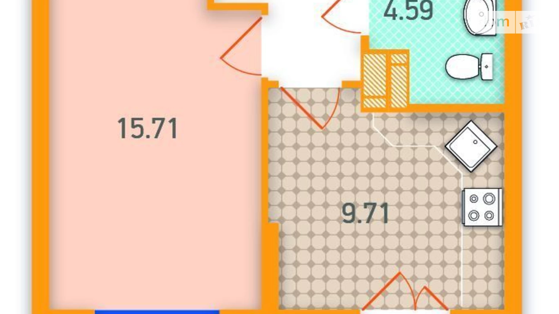 Продается 1-комнатная квартира 37.9 кв. м в Киеве, ул. Архитектора Вербицкого, 1В - фото 2