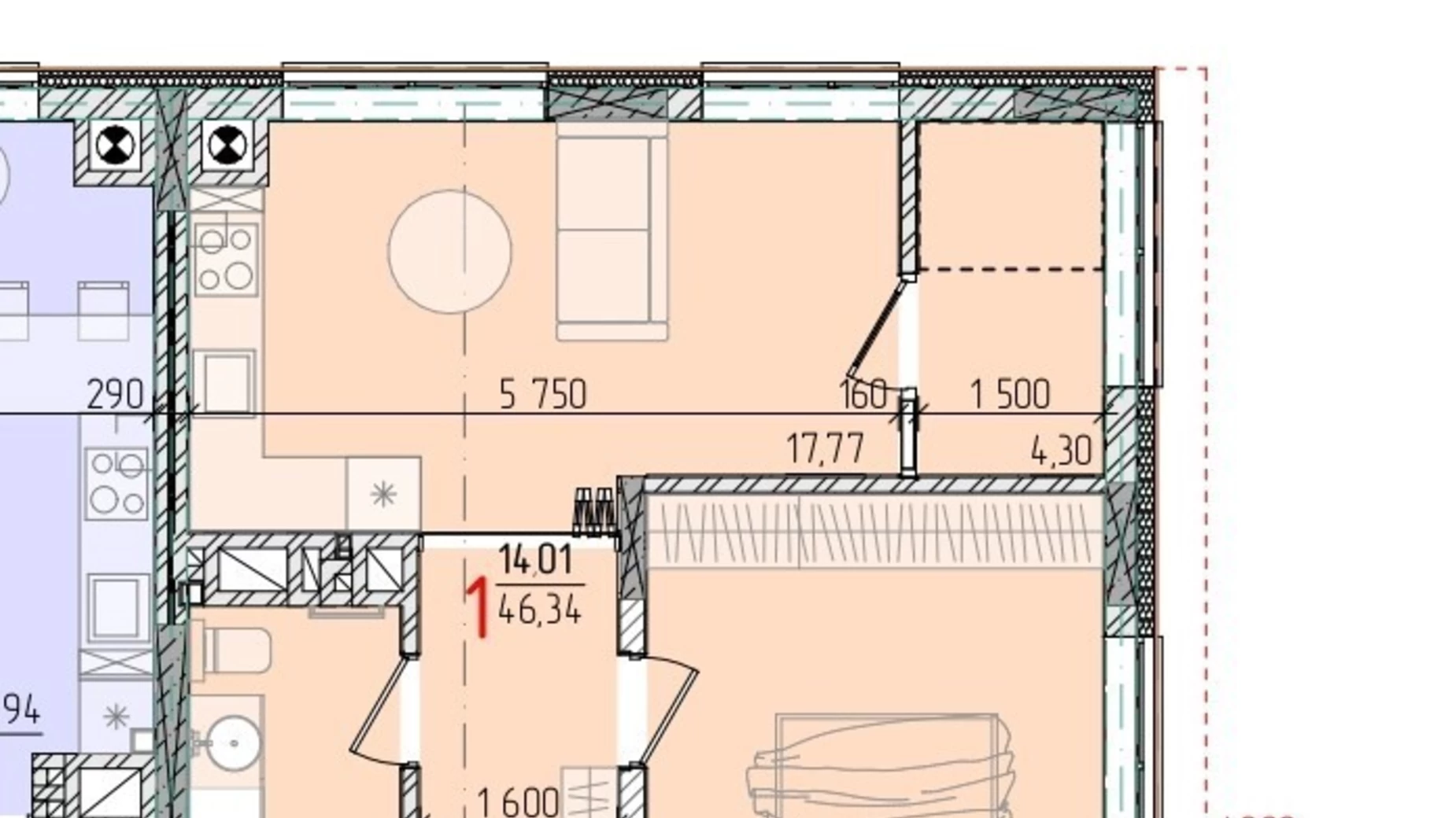 Продается 1-комнатная квартира 46.34 кв. м в Черновцах, ул. Русская - фото 3