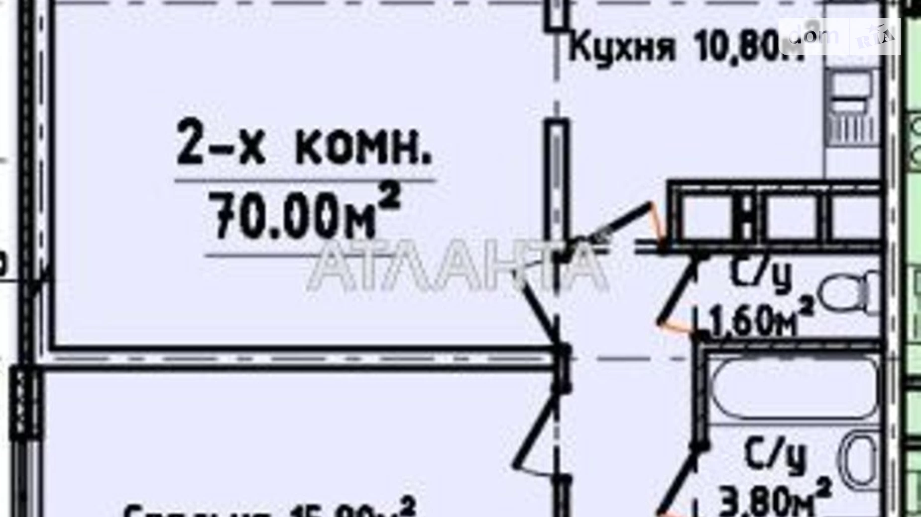 Продається 2-кімнатна квартира 70 кв. м у Одесі, вул. Генуезька