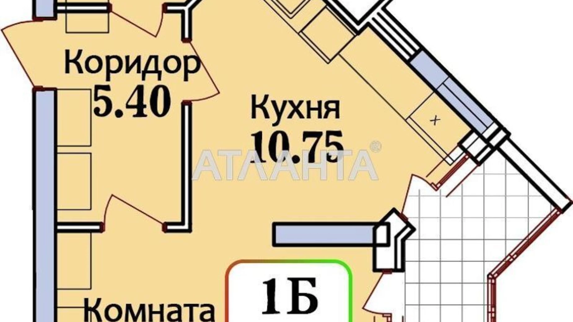 Продается 1-комнатная квартира 37.85 кв. м в Одессе, ул. Героев Крут - фото 2