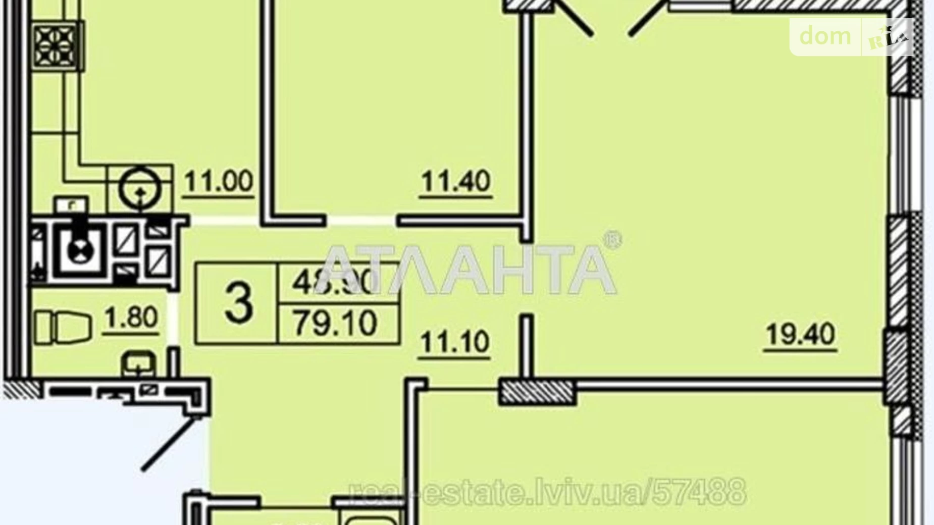 Продается 3-комнатная квартира 80 кв. м в Львове, ул. Круглая - фото 2