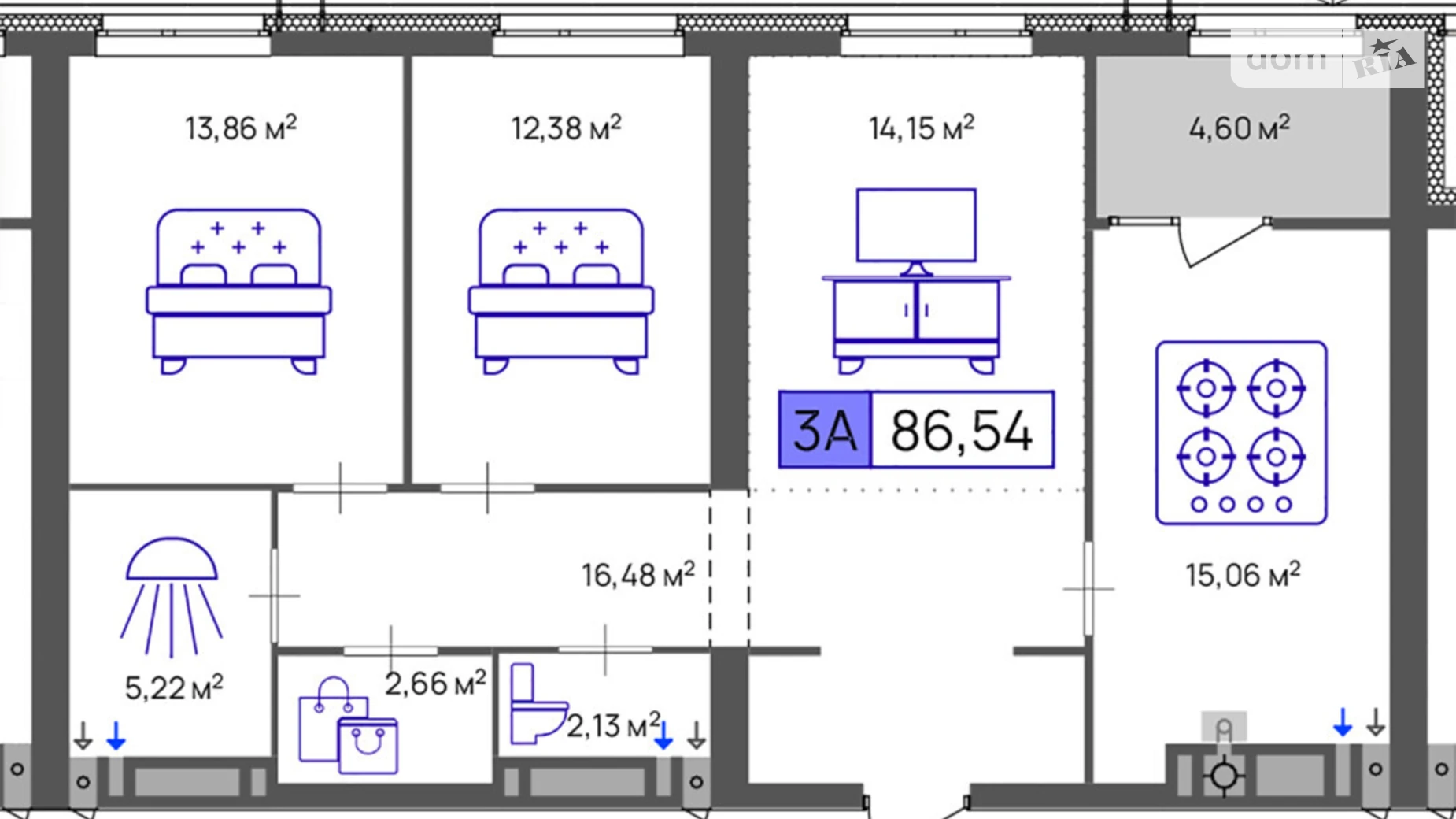 Продается 3-комнатная квартира 86.54 кв. м в Черкассах, ул. Маламужа Александра, 31 - фото 2