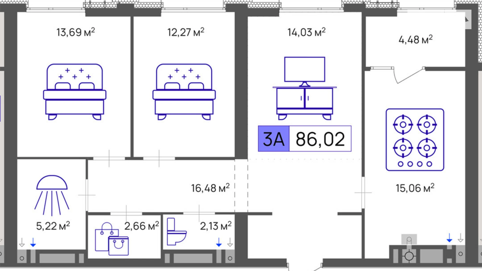 Продается 3-комнатная квартира 86.02 кв. м в Черкассах, ул. Маламужа Александра, 31 - фото 2