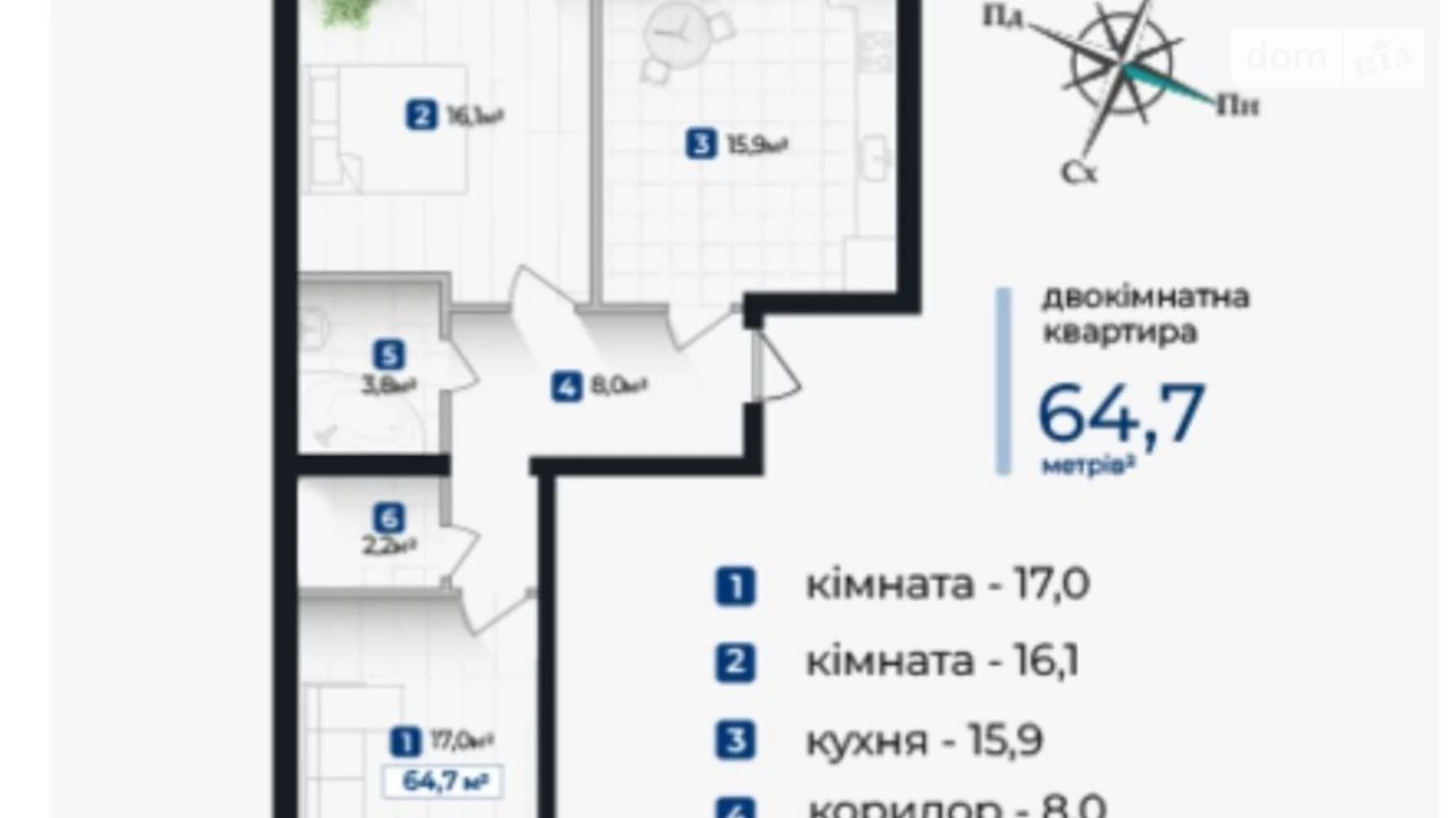 Продається 2-кімнатна квартира 65 кв. м у Івано-Франківську, вул. Молодіжна