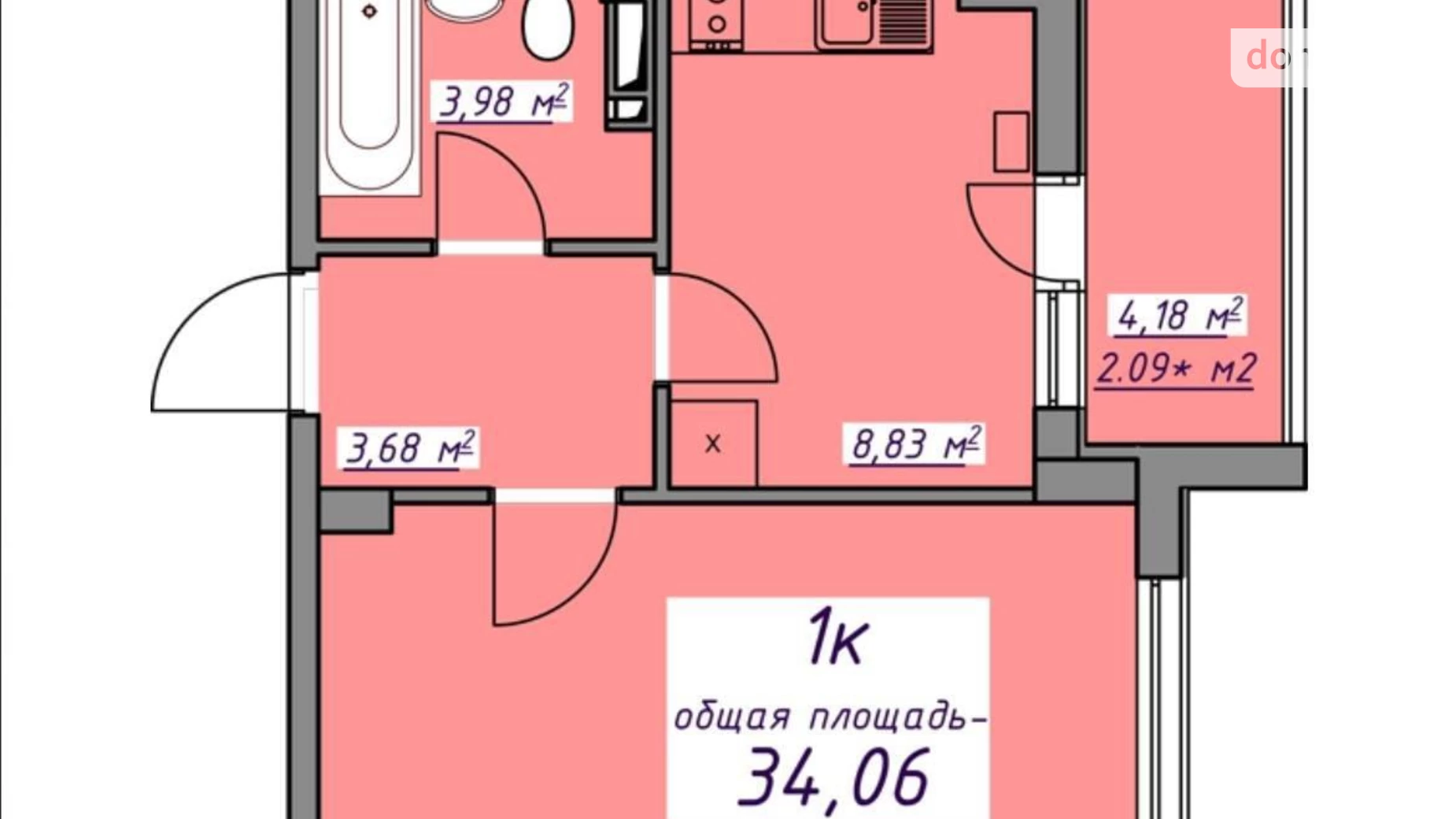 Продается 1-комнатная квартира 34.06 кв. м в Авангарде, ул. Европейская - фото 2