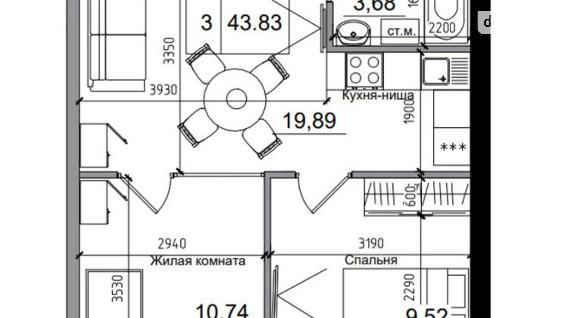 Продається 2-кімнатна квартира 43 кв. м у Одесі, вул. Спрейса, 5