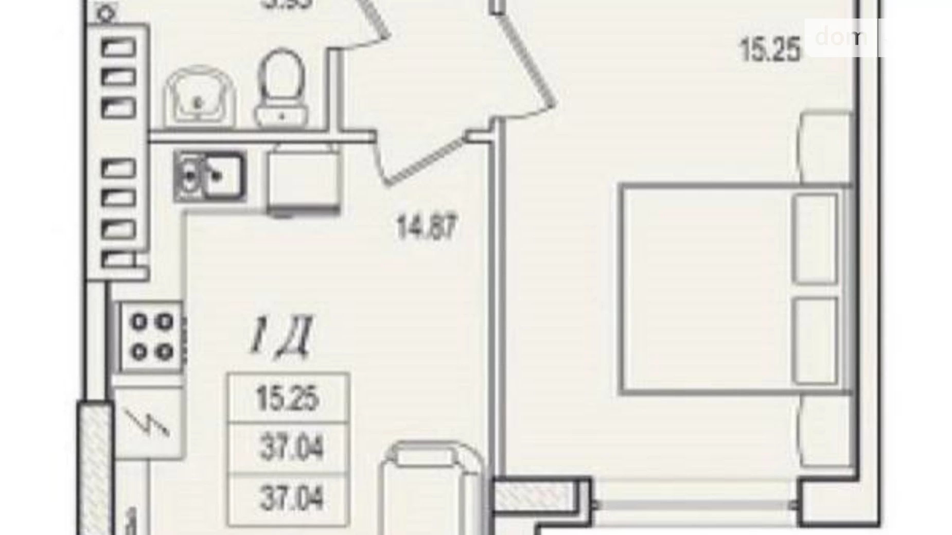 Продается 1-комнатная квартира 37 кв. м в Крыжановка, ул. Марсельская, 33/1 - фото 2