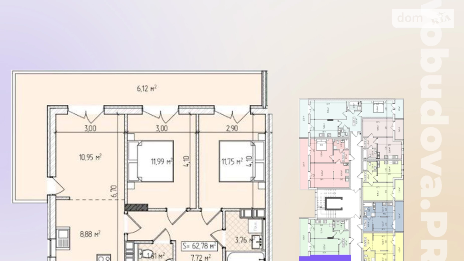 Продается 2-комнатная квартира 62.32 кв. м в Ужгороде, ул. Минайская - фото 2