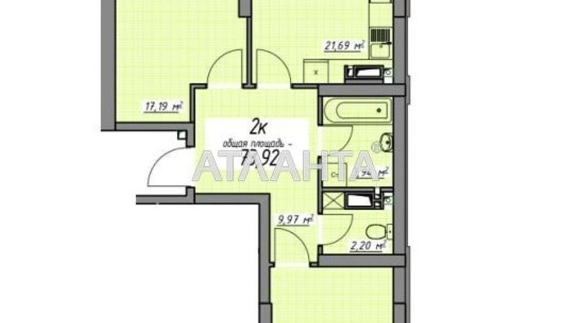 Продается 2-комнатная квартира 74 кв. м в Одессе, ул. Генуэзская