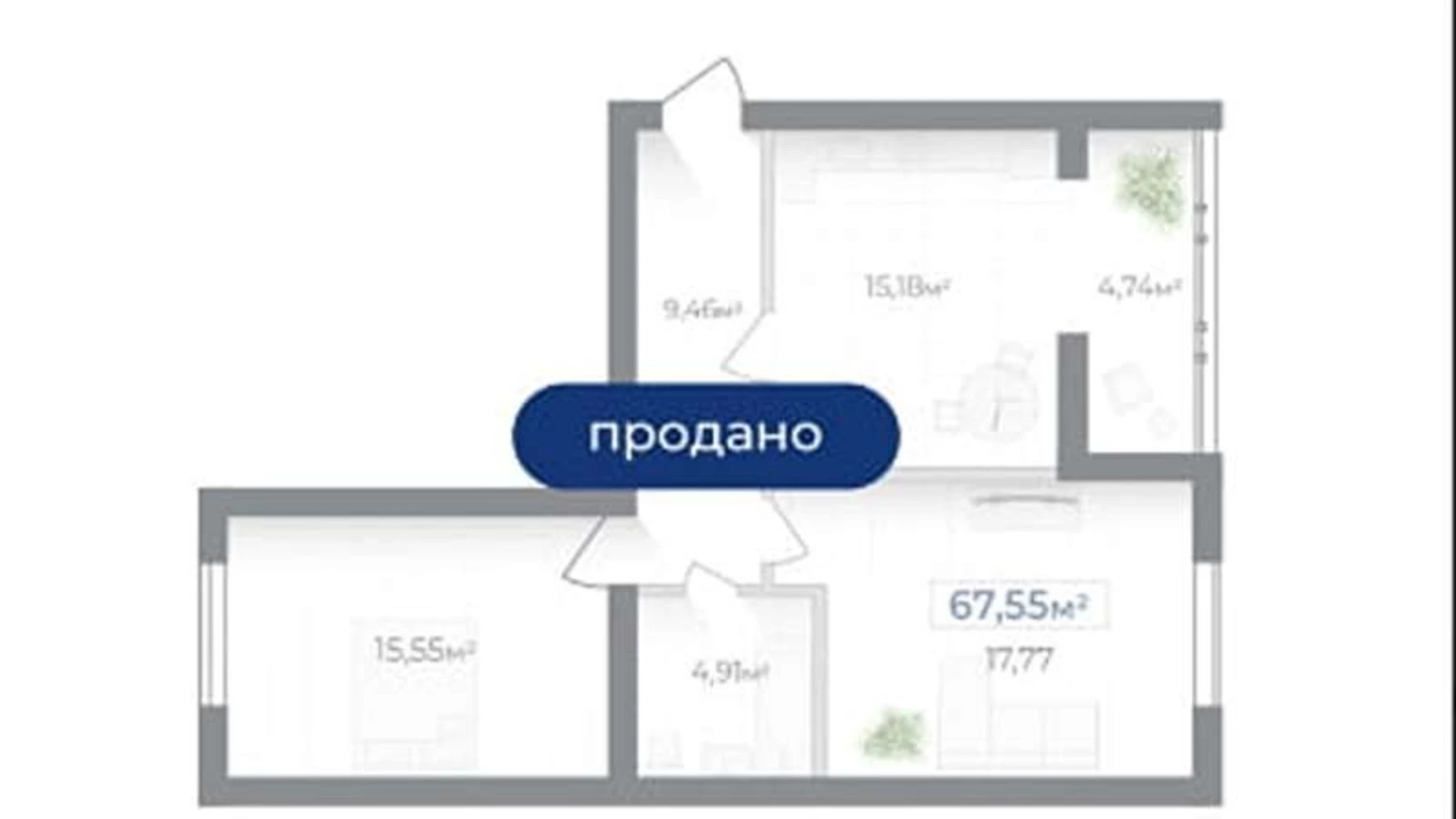 Продается 2-комнатная квартира 67.55 кв. м в Ивано-Франковске, ул. Гетьмана Ивана Мазепы