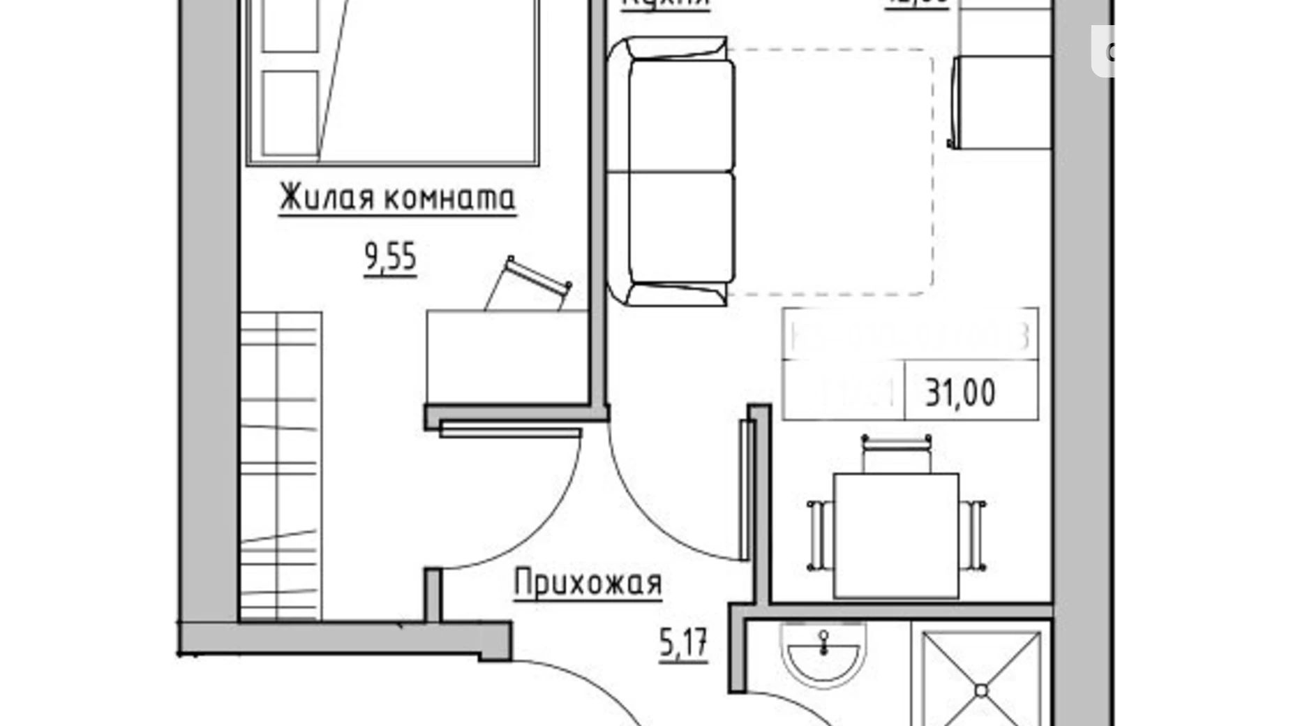 Продается 1-комнатная квартира 31 кв. м в Одессе, ул. Южная