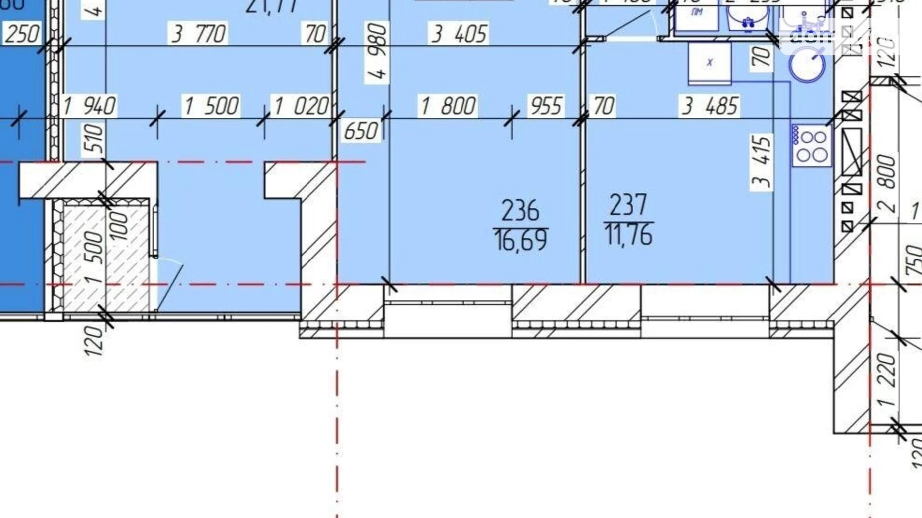 Продается 2-комнатная квартира 65.3 кв. м в Хмельницком, ул. Лесогриневецкая, 18