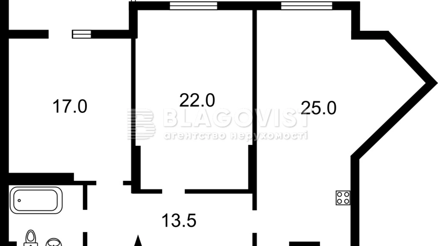 Продается 2-комнатная квартира 87 кв. м в Киеве, ул. Никольско-Слободская, 10