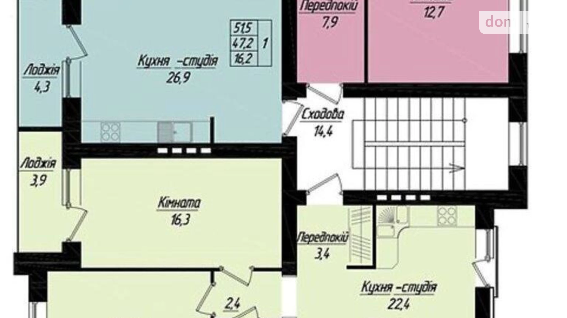 1-кімнатна квартира 39 кв. м у Тернополі, вул. Тернопільська