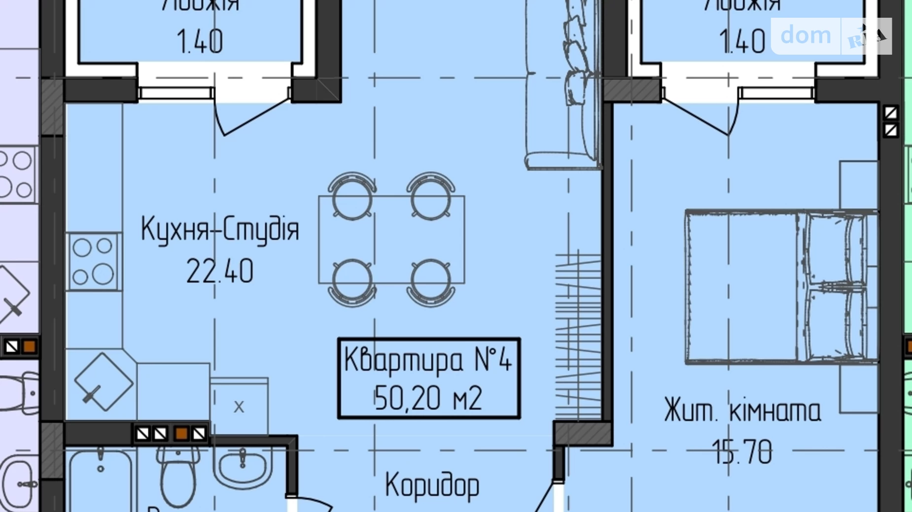 Продається 1-кімнатна квартира 50.2 кв. м у Ужгороді - фото 4