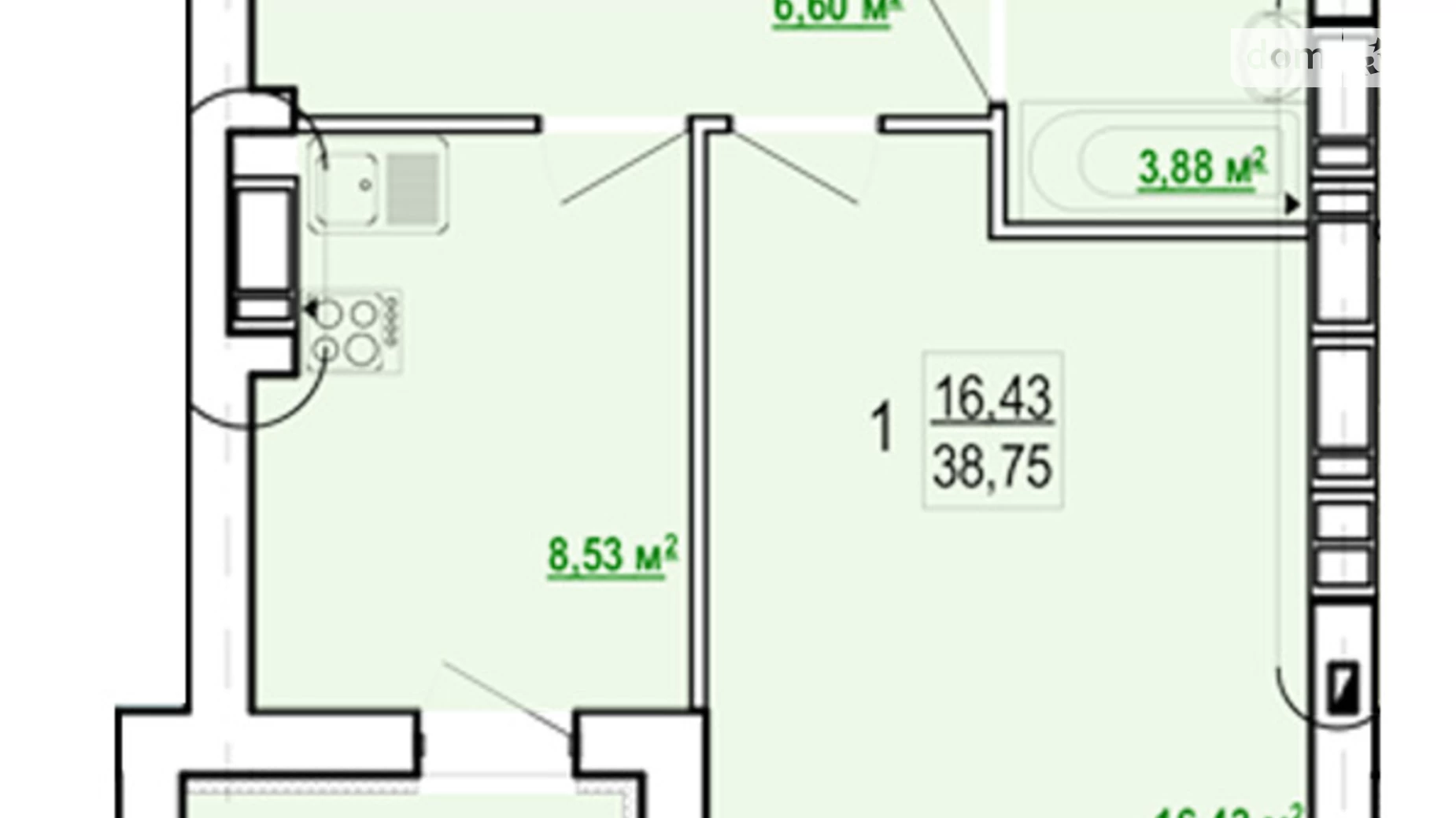 Продается 1-комнатная квартира 38.75 кв. м в Харькове, ул. Борткевича - фото 2